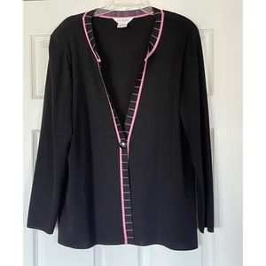 Women’s Exclusively Misook Black and Pink Jacket, Plus Size 1X